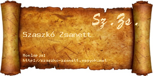 Szaszkó Zsanett névjegykártya